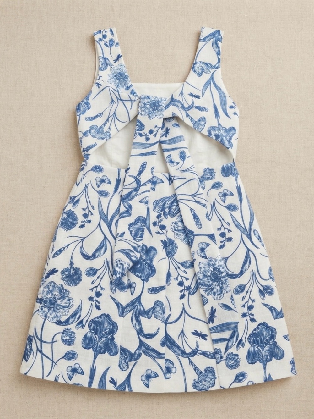 NEW Blue Floral Dress with Bow at back - Picture 4 of 4
